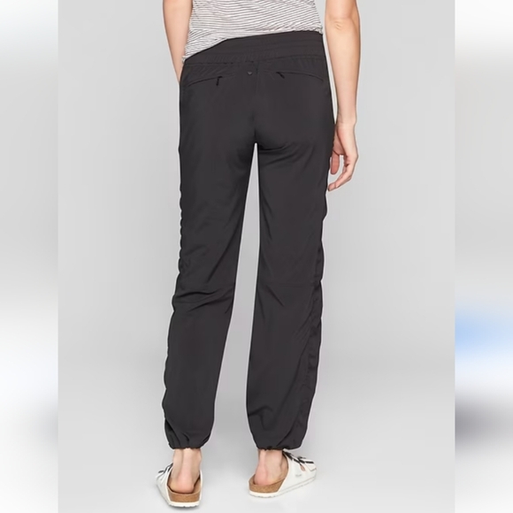 ATHLETA LA VIVA ruched Pants Black Lined EUC sz 14 - Picture 2 of 11